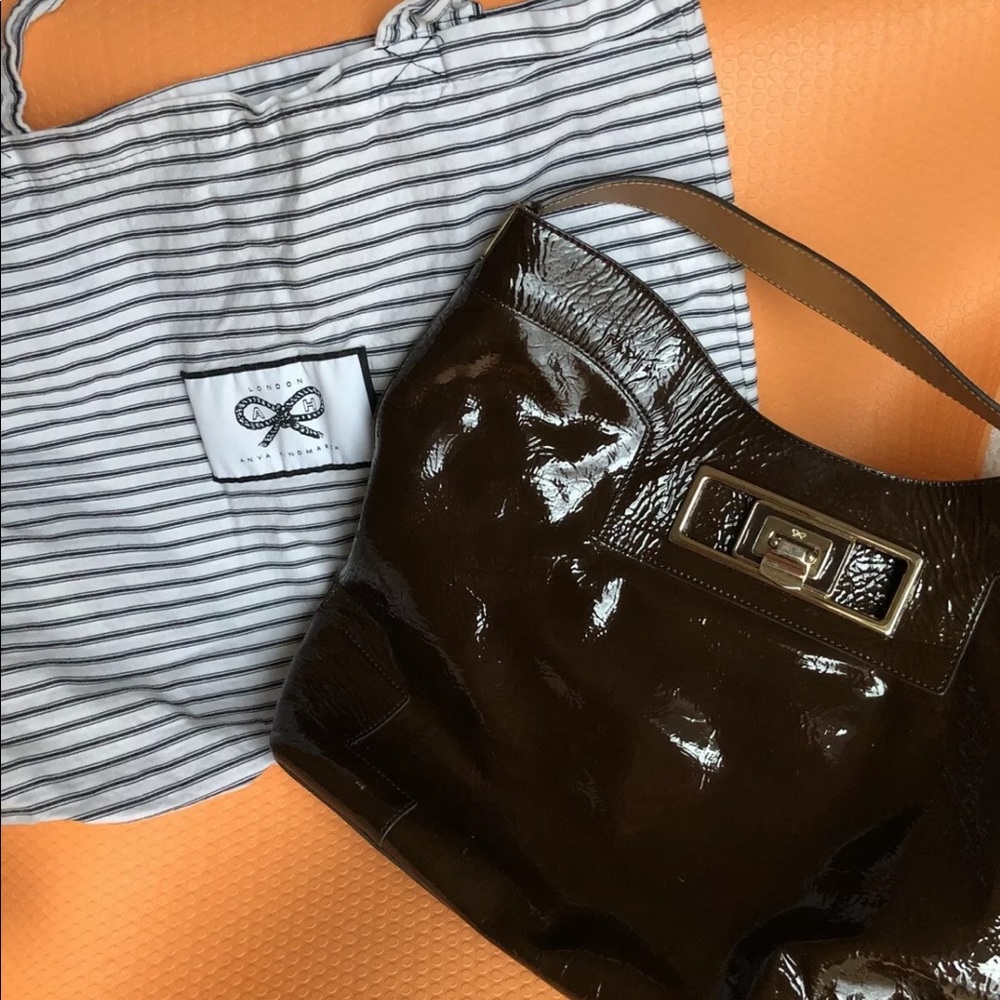 Luxury Item! Authentic Patent Leather Anya Hindmarch Tote & Handbag Protector